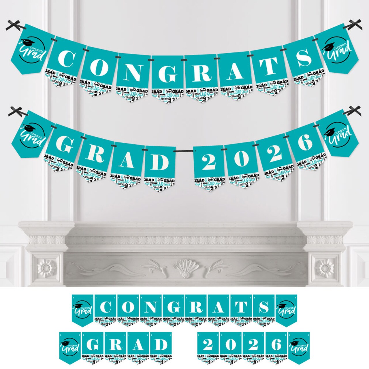 Big Dot of Happiness Teal Graduation Bunting Banner - Party Decorations - Congrats Grad 2026